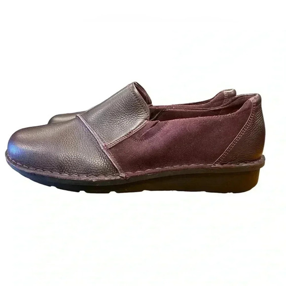 Clarks Collection Leather & Suede  Slip On Shoes Michela Opal Burgundy Size 11 - Picture 6 of 9